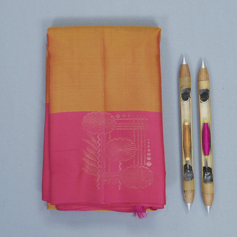 Hayagrivas Golden Orange Handloom Soft Silk Saree KBF892H1-10