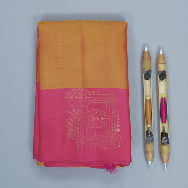 Hayagrivas Golden Orange Handloom Soft Silk Saree KBF892H1-10