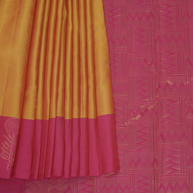 Hayagrivas Golden Orange Handloom Soft Silk Saree KBF892H1-10