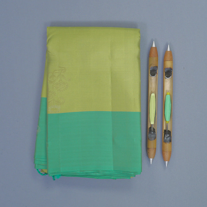 Hayagrivas Lime Green Handloom Soft Silk Saree KBF892H1-11