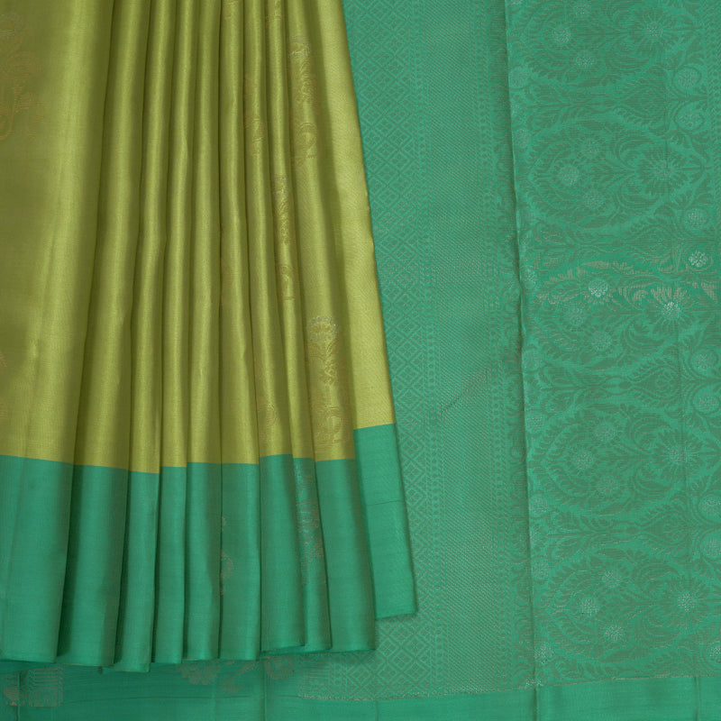 Hayagrivas Lime Green Handloom Soft Silk Saree KBF892H1-11