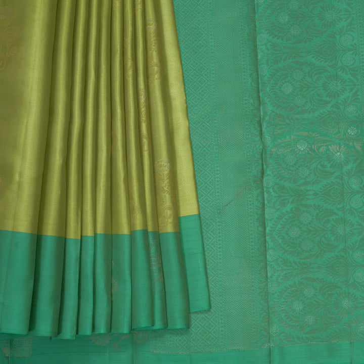 Hayagrivas Lime Green Handloom Soft Silk Saree KBF892H1-11