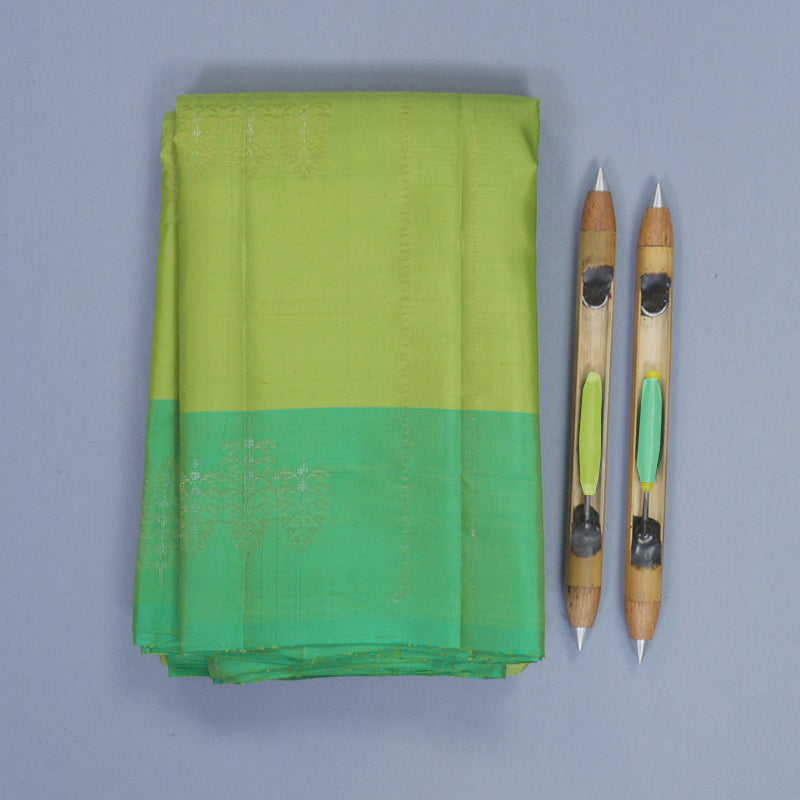 Hayagrivas Lime Green Handloom Soft Silk Saree KBF892H1-18