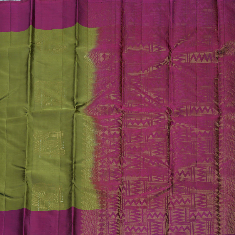 Hayagrivas Mehandi Green Handloom Soft Silk Saree KBF892H1-19