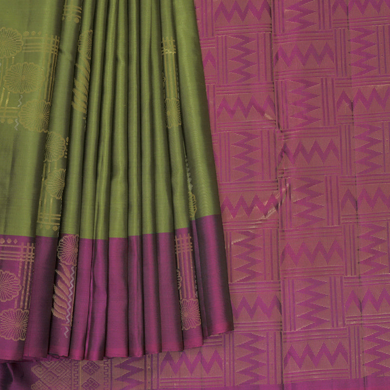 Hayagrivas Mehandi Green Handloom Soft Silk Saree KBF892H1-19