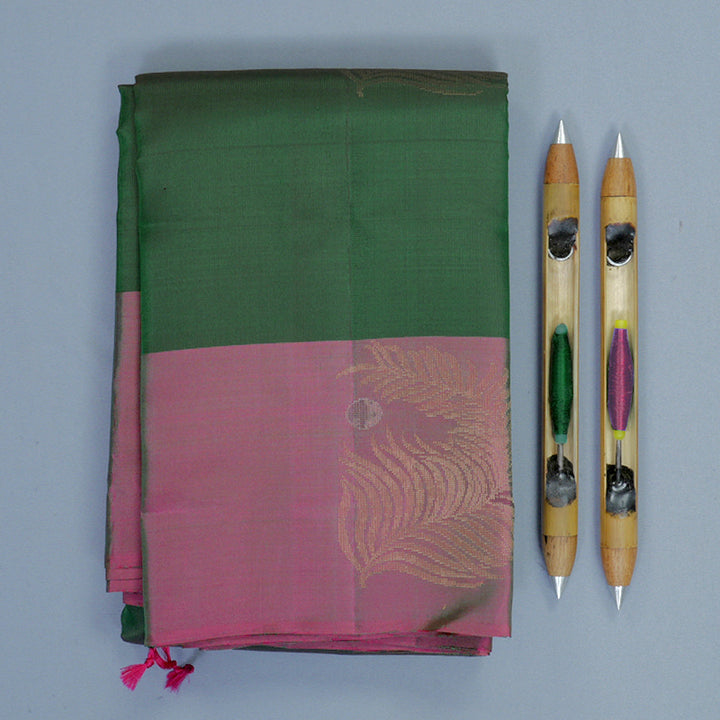 Hayagrivas Bottle Green Handloom Soft Silk Saree KBF892H1-21