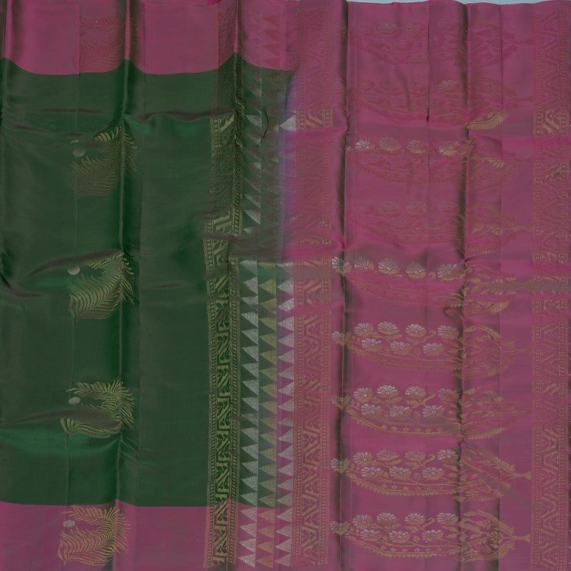 Hayagrivas Bottle Green Handloom Soft Silk Saree KBF892H1-21