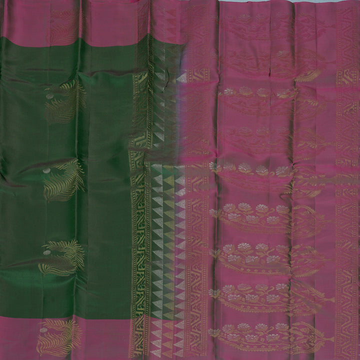 Hayagrivas Bottle Green Handloom Soft Silk Saree KBF892H1-21