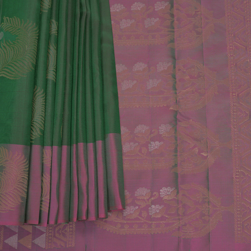 Hayagrivas Bottle Green Handloom Soft Silk Saree KBF892H1-21