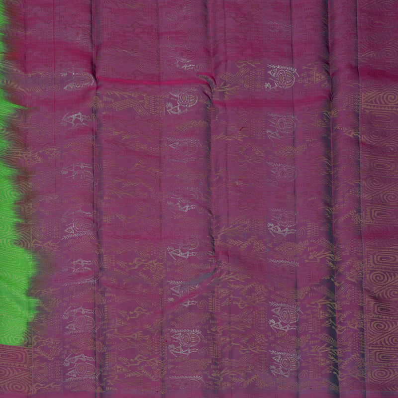 Hayagrivas Sea Green Handloom Soft Silk Saree KBF892H1-3