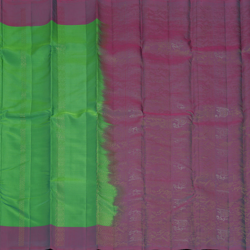 Hayagrivas Sea Green Handloom Soft Silk Saree KBF892H1-3