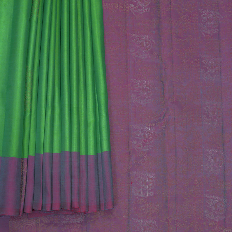 Hayagrivas Sea Green Handloom Soft Silk Saree KBF892H1-3