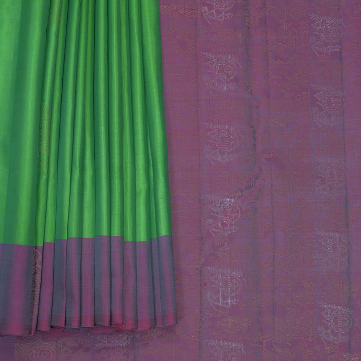 Hayagrivas Sea Green Handloom Soft Silk Saree KBF892H1-3