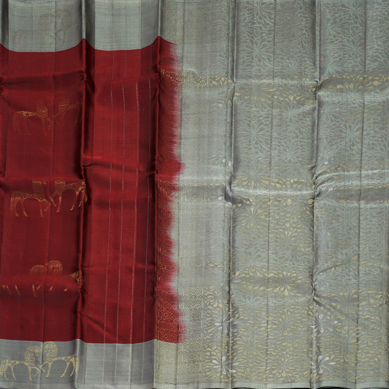 Hayagrivas Reddish-Pink Handloom Soft Silk Saree KBF892H1-8