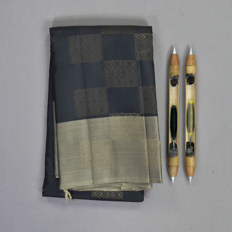 Hayagrivas Black Handloom Soft Silk Saree KBF892H2-1
