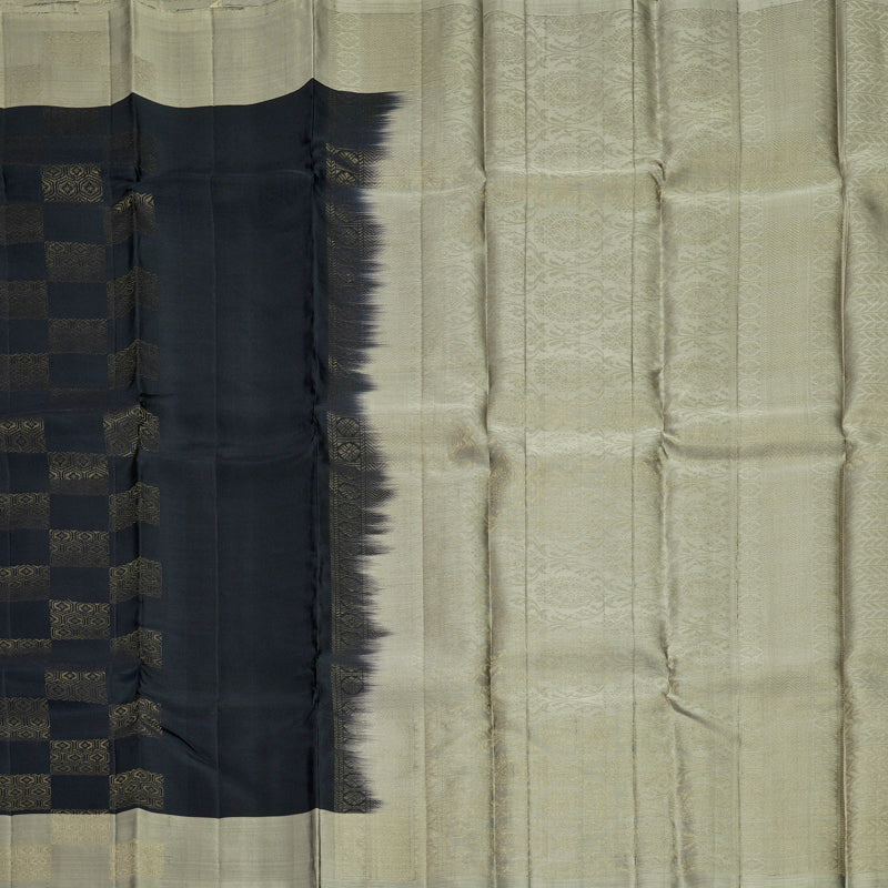 Hayagrivas Black Handloom Soft Silk Saree KBF892H2-1