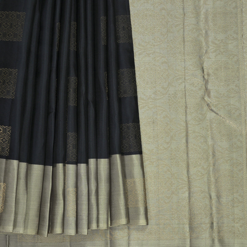 Hayagrivas Black Handloom Soft Silk Saree KBF892H2-1
