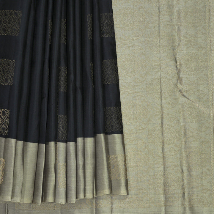 Hayagrivas Black Handloom Soft Silk Saree KBF892H2-1