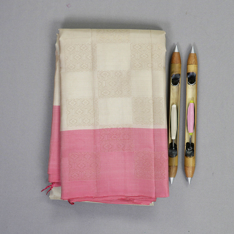 Hayagrivas Beige Handloom Soft Silk Saree KBF892H2-3