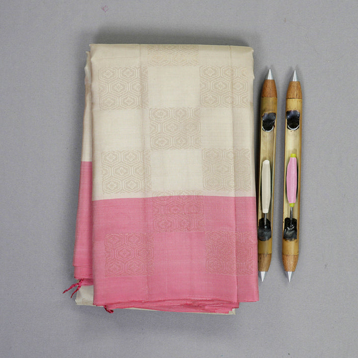 Hayagrivas Beige Handloom Soft Silk Saree KBF892H2-3