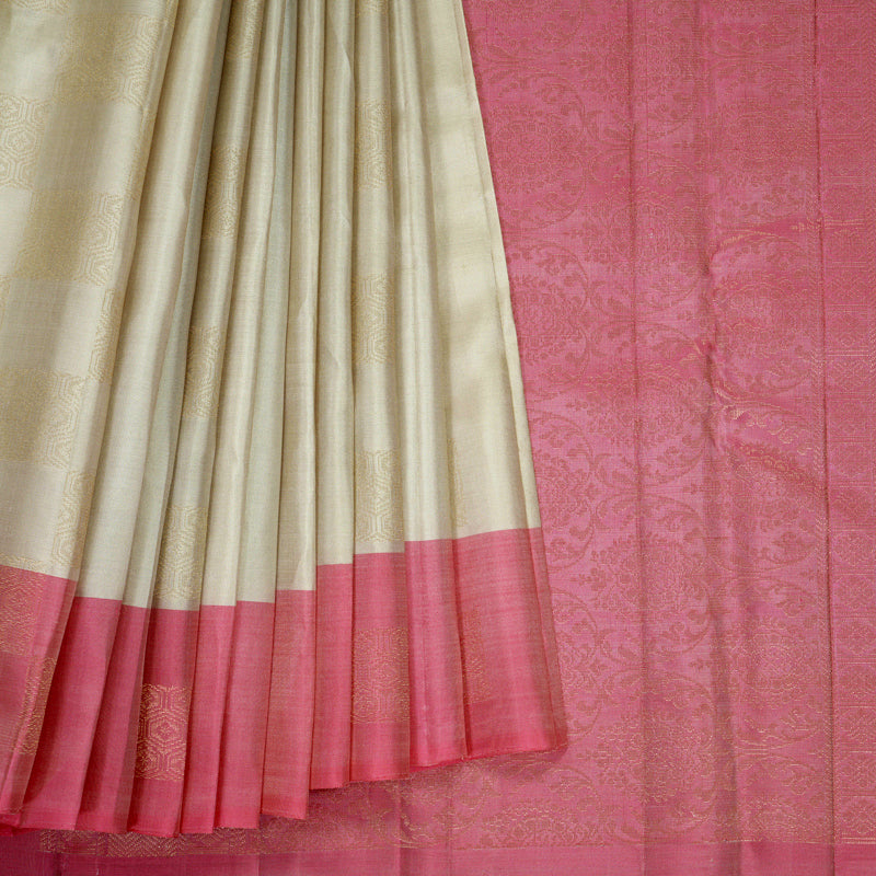 Hayagrivas Beige Handloom Soft Silk Saree KBF892H2-3