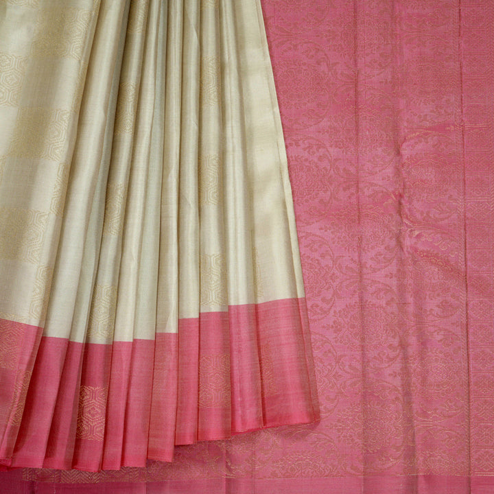 Hayagrivas Beige Handloom Soft Silk Saree KBF892H2-3