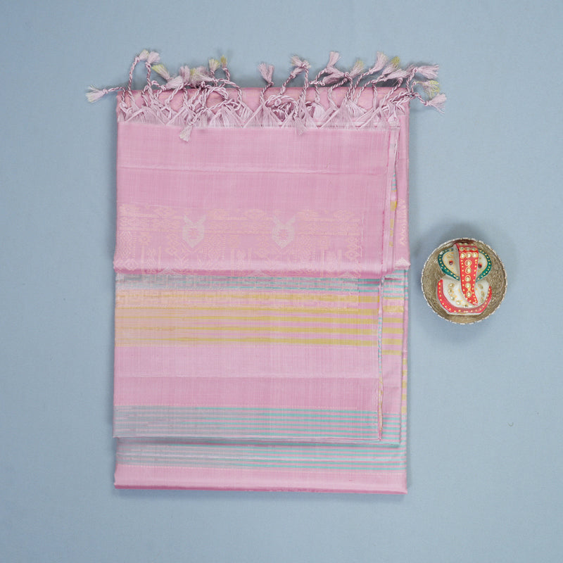 Hayagrivas Pastel Stripes Handloom Soft Silk Saree KBF892H7-1