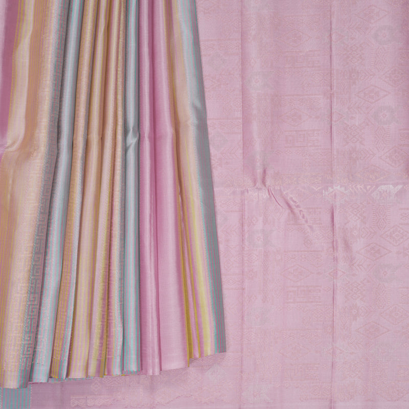 Hayagrivas Pastel Stripes Handloom Soft Silk Saree KBF892H7-1