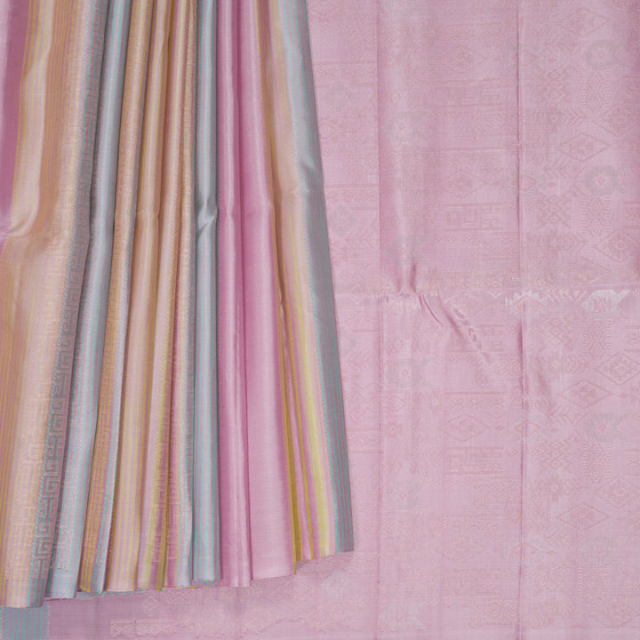 Hayagrivas Pastel Stripes Handloom Soft Silk Saree KBF892H7-1