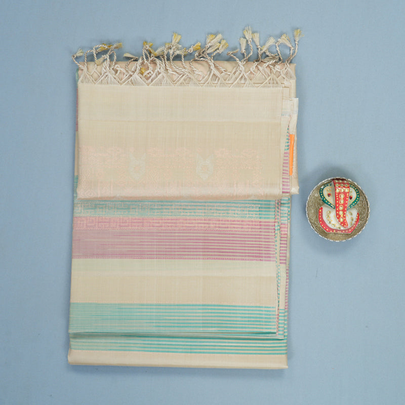 Hayagrivas Greige Handloom Soft Silk Saree KBF892H7-2
