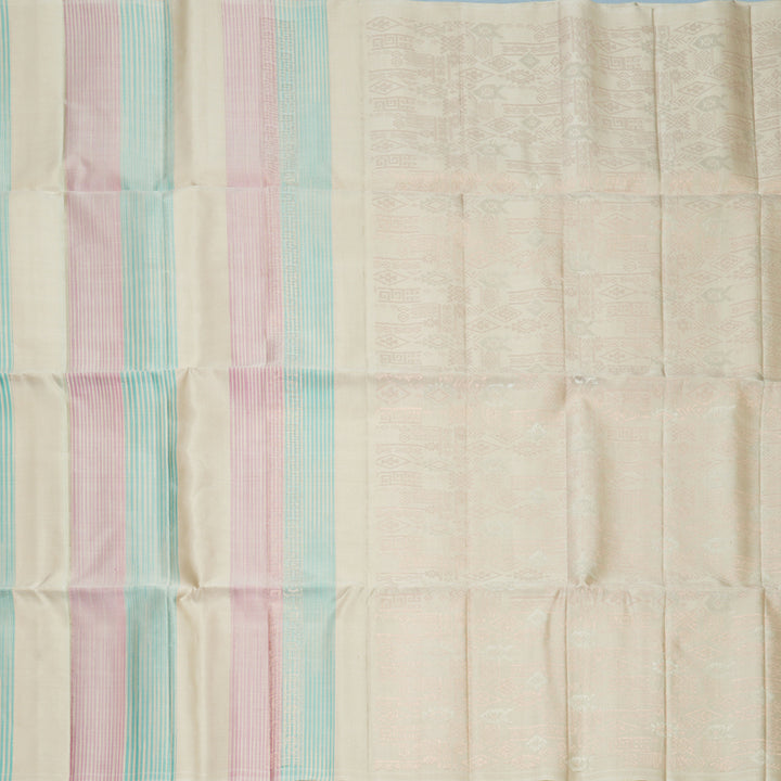 Hayagrivas Greige Handloom Soft Silk Saree KBF892H7-2