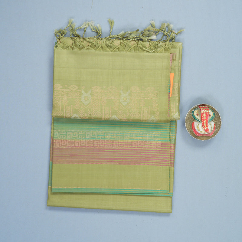 Hayagrivas Pastel Green Handloom Soft Silk Saree KBF892H7-3