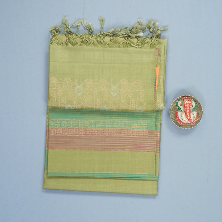 Hayagrivas Pastel Green Handloom Soft Silk Saree KBF892H7-3