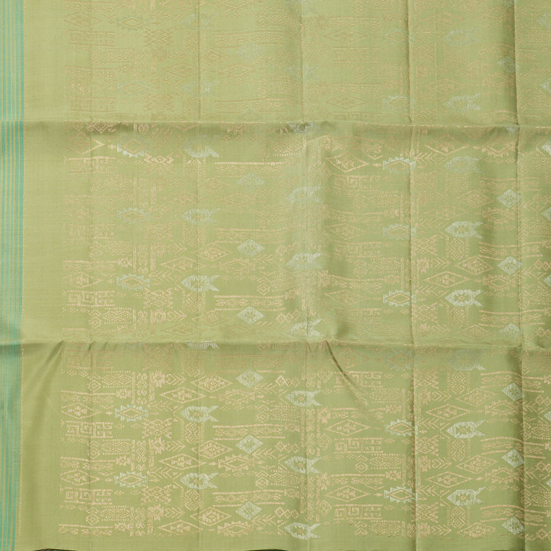 Hayagrivas Pastel Green Handloom Soft Silk Saree KBF892H7-3
