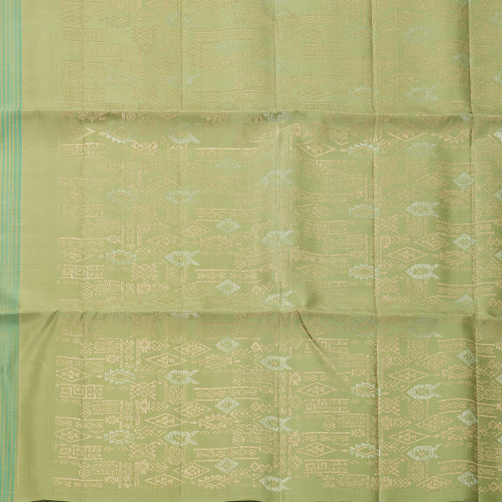 Hayagrivas Pastel Green Handloom Soft Silk Saree KBF892H7-3