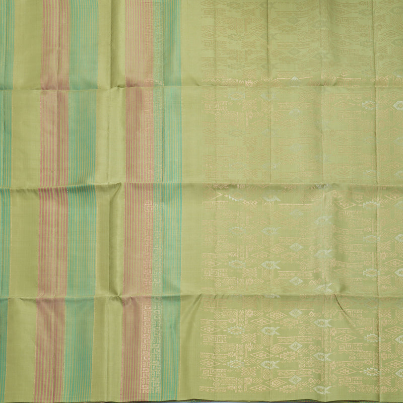 Hayagrivas Pastel Green Handloom Soft Silk Saree KBF892H7-3