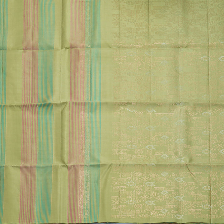 Hayagrivas Pastel Green Handloom Soft Silk Saree KBF892H7-3