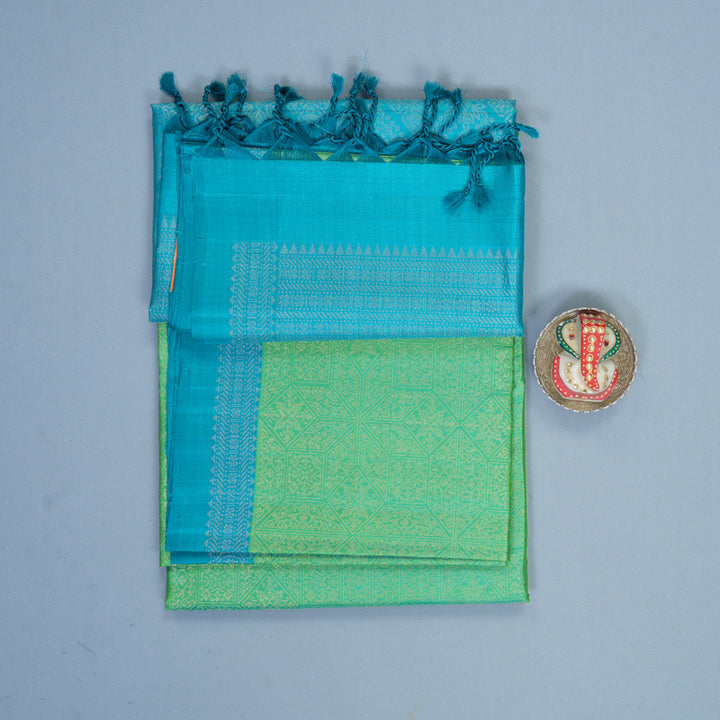 Hayagrivas Sea Green Handloom Soft Silk Saree KBF892H8-14