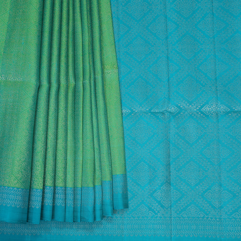 Hayagrivas Sea Green Handloom Soft Silk Saree KBF892H8-14