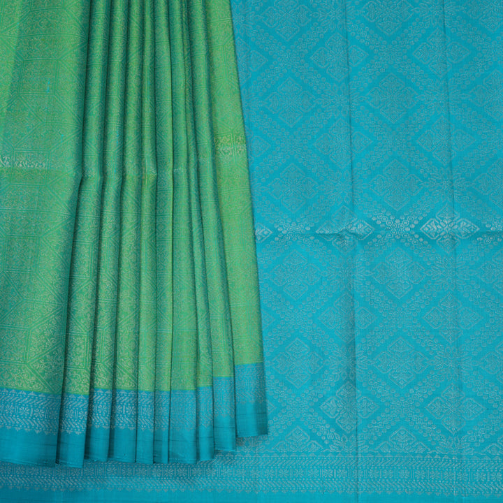 Hayagrivas Sea Green Handloom Soft Silk Saree KBF892H8-14