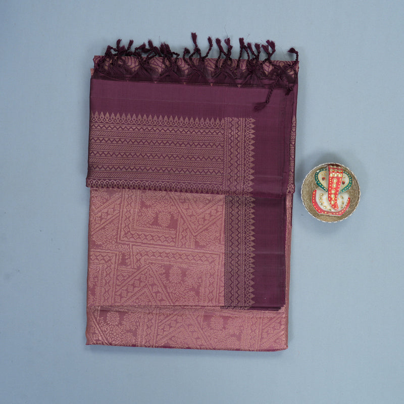 Hayagrivas Rosewood Pink Handloom Soft Silk Saree KBF892H8-18