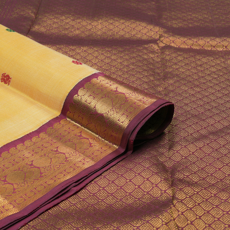 Hayagrivas Handloom Sandalwood Kanjivaram Silk Saree with Maroonish-Pink Border KBF89D7-1