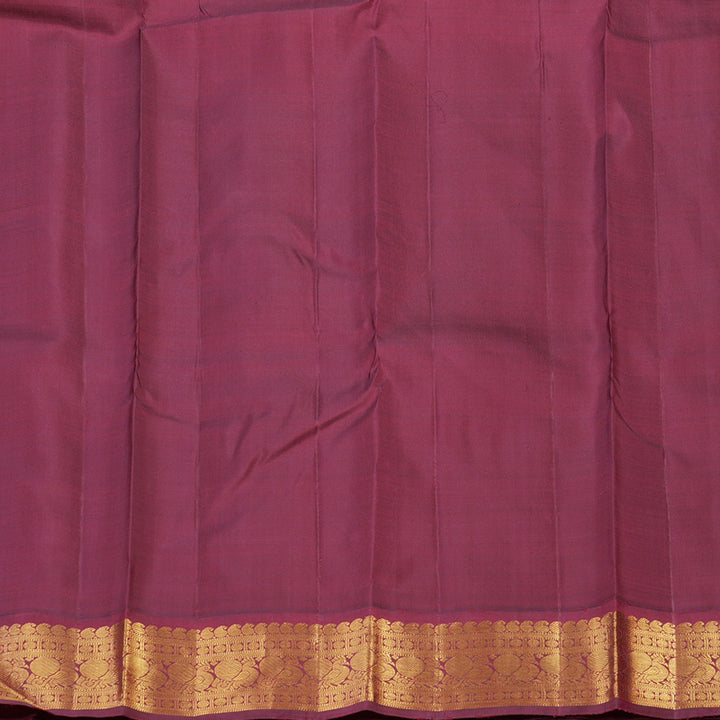 Hayagrivas Handloom Sandalwood Kanjivaram Silk Saree with Maroonish-Pink Border KBF89D7-1