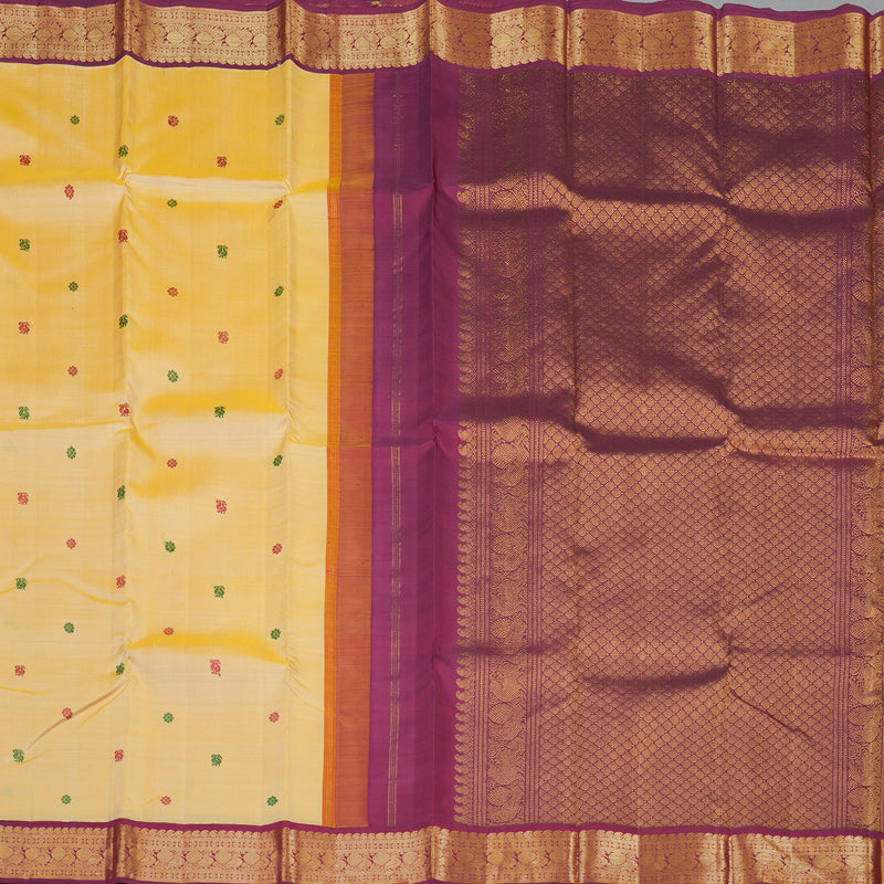 Hayagrivas Handloom Sandalwood Kanjivaram Silk Saree with Maroonish-Pink Border KBF89D7-1