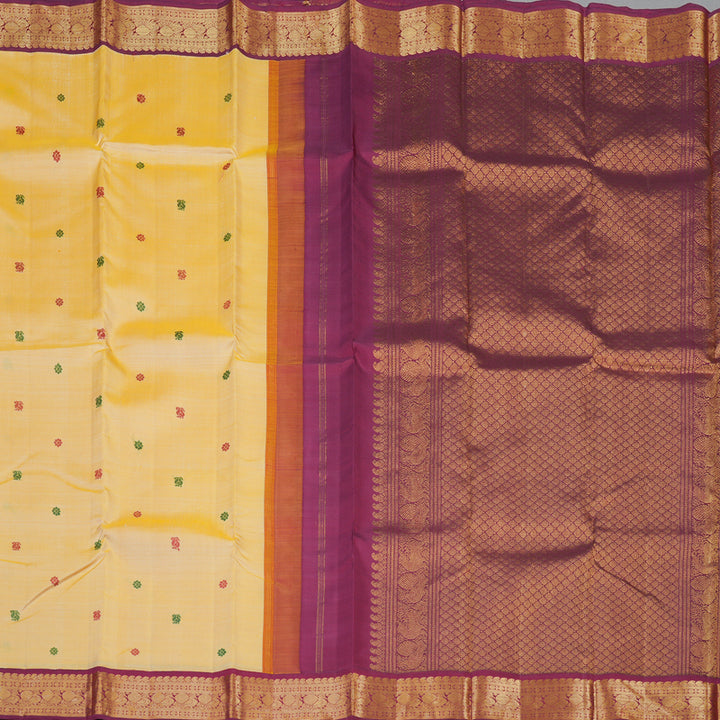 Hayagrivas Handloom Sandalwood Kanjivaram Silk Saree with Maroonish-Pink Border KBF89D7-1