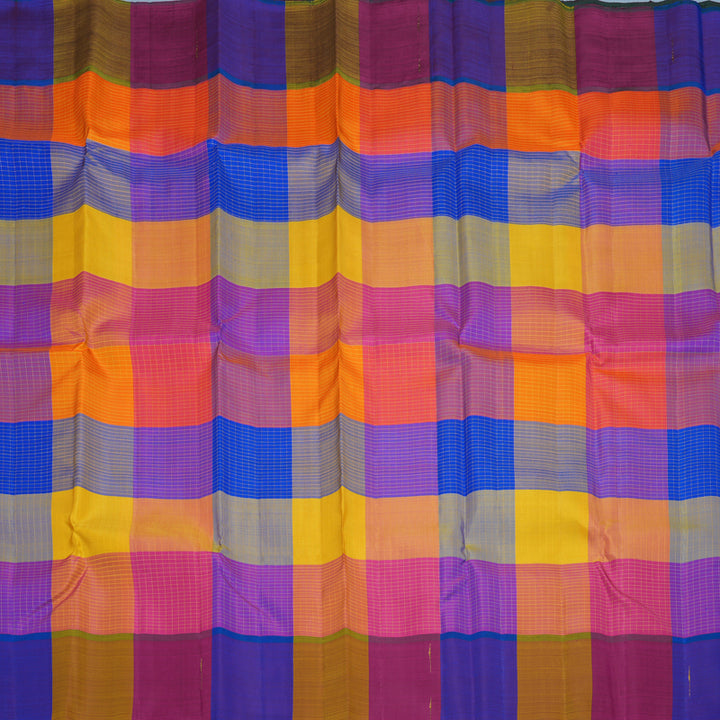 Hayagrivas Handloom Multicolour Checks Kanjivaram Silk Saree KBF8D1-1