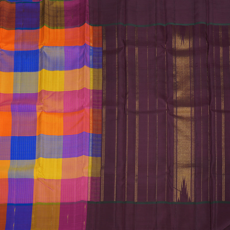 Hayagrivas Handloom Multicolour Checks Kanjivaram Silk Saree KBF8D1-1
