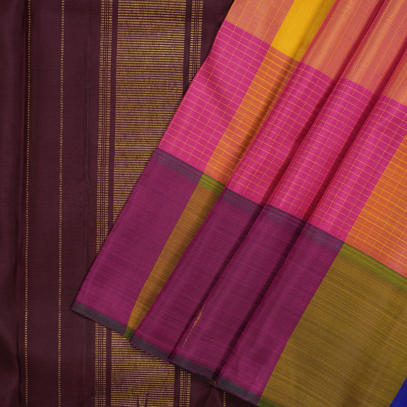 Hayagrivas Handloom Multicolour Checks Kanjivaram Silk Saree KBF8D1-1