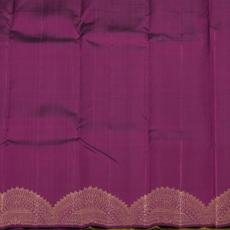 Hayagrivas Handloom Greenish-Yellow Kanjivaram Silk Saree with Multicolour Border KBF8D11-1