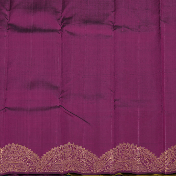 Hayagrivas Handloom Greenish-Yellow Kanjivaram Silk Saree with Multicolour Border KBF8D11-1